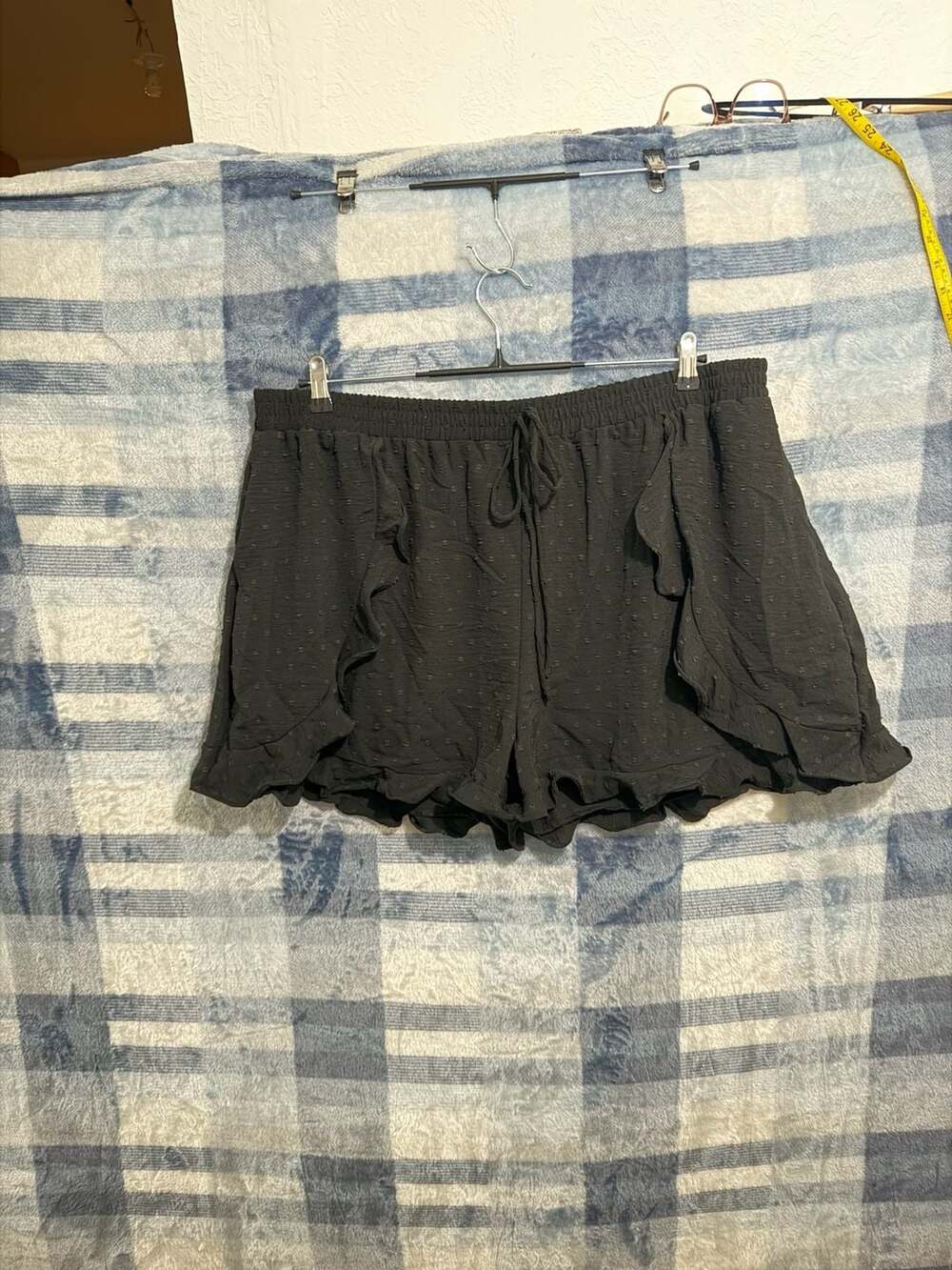 Culture Code Swiss Dot Ruffle Shorts Black 3X